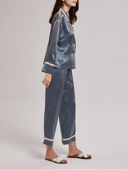 Notched Suit Silk Pajama Set Notched Suit Silk Pajama Set