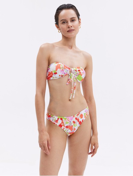 Floral Drawstring Front Swimsuit Floral Drawstring Front Swimsuit