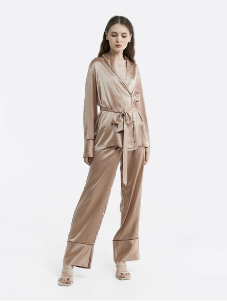 Trimmed Silk Pajama Set Trimmed Silk Pajama Set