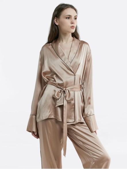 Trimmed Silk Pajama Set Trimmed Silk Pajama Set