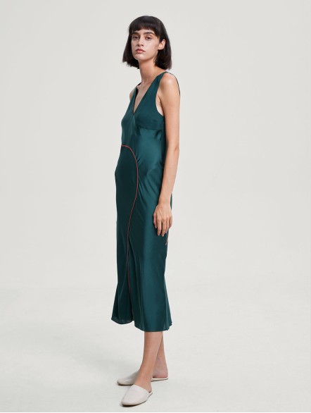 Contrast-Stitch Silk Dress Contrast-Stitch Silk Dress