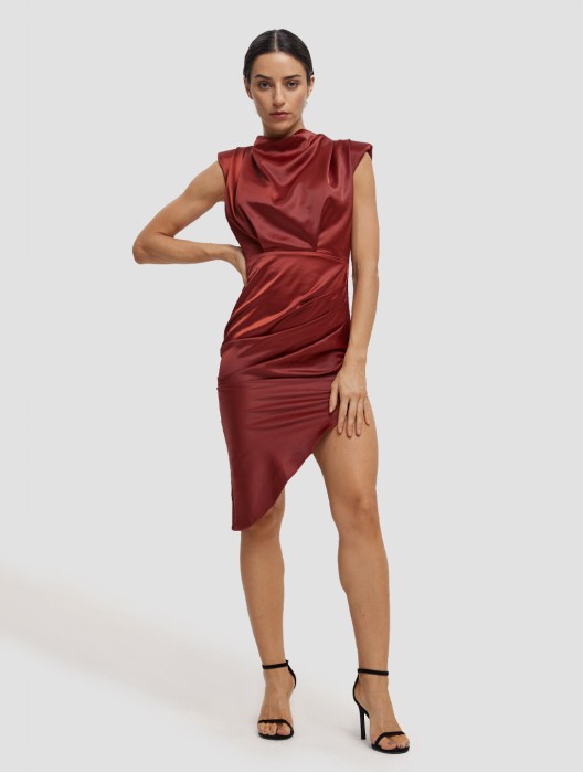 Sleeveless Asymmetrical Draped Dress