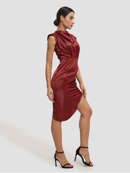 Sleeveless Asymmetrical Draped Dress Sleeveless Asymmetrical Draped Dress