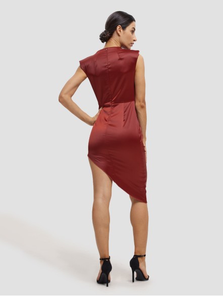 Sleeveless Asymmetrical Draped Dress Sleeveless Asymmetrical Draped Dress