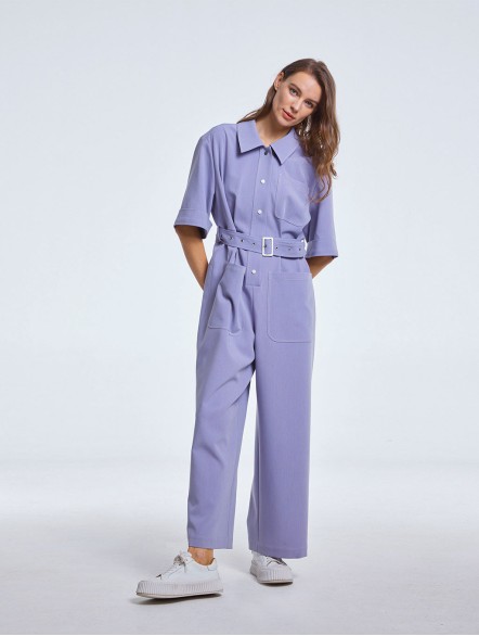 Midi Jumpsuit with Snap Fastener Midi Jumpsuit with Snap Fastener