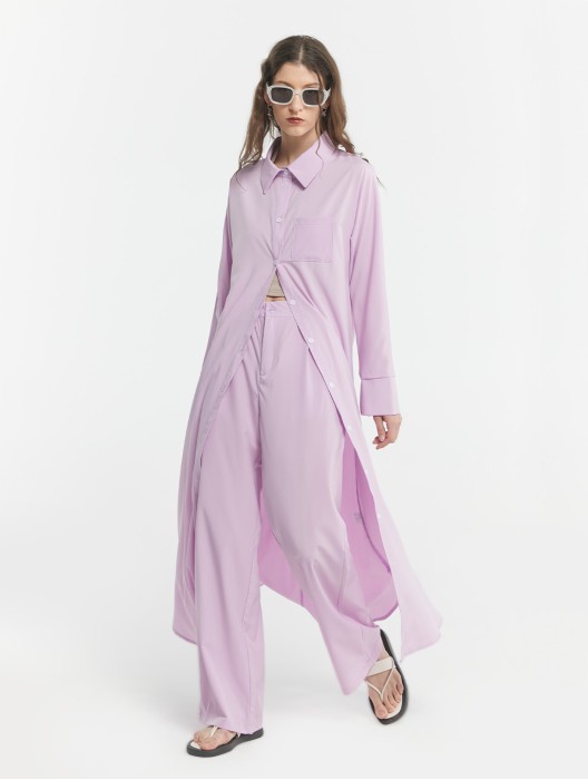 Long Shirt and Pants Three-Piece Set