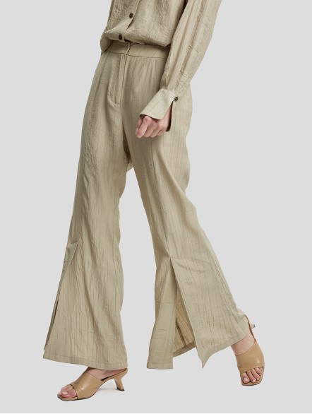 Crimped Texture Flared Trousers Crimped Texture Flared Trousers