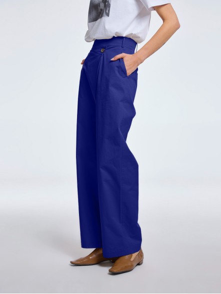 Off-center Closure Cotton Pants Off-center Closure Cotton Pants