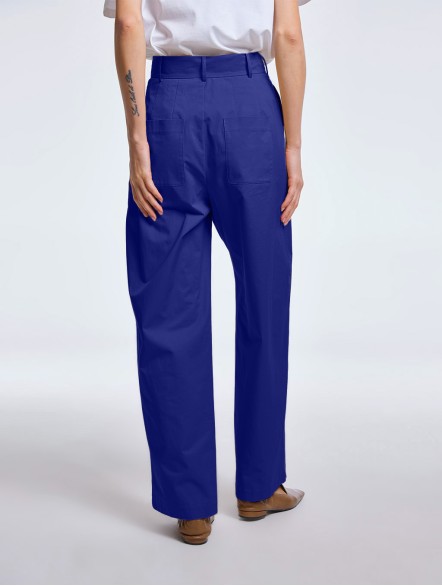 Off-center Closure Cotton Pants Off-center Closure Cotton Pants