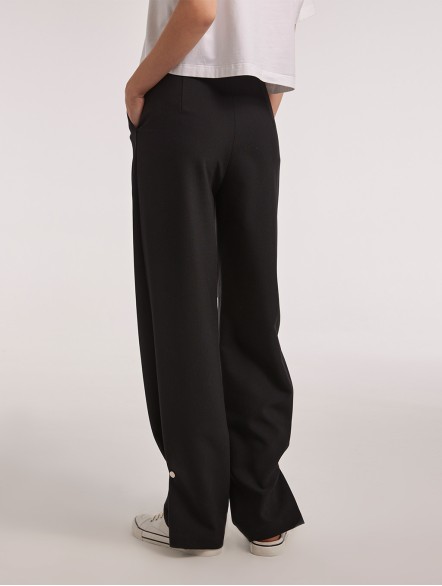 Pleated Straight Pants with Buttoned Bottom Pleated Straight Pants with Buttoned Bottom
