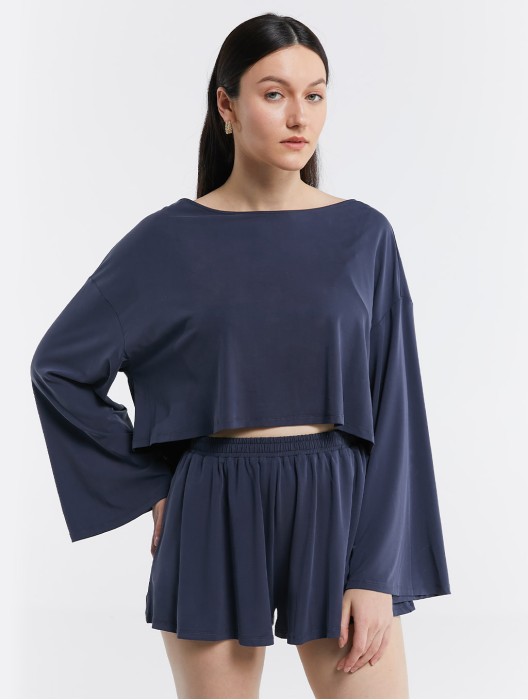 Pleated Stretchy Sweat Shorts