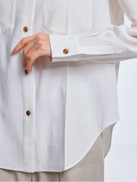 Asymmetric Shirt with Patch Pockets Asymmetric Shirt with Patch Pockets