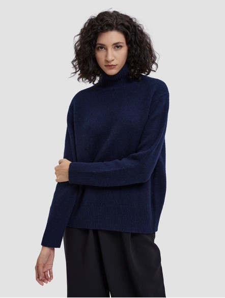 High-Collar Boxy Camel Hair Blend Sweater High-Collar Boxy Camel Hair Blend Sweater