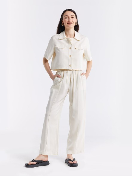 Linen Blend Shirt & Pants Set Linen Blend Shirt & Pants Set