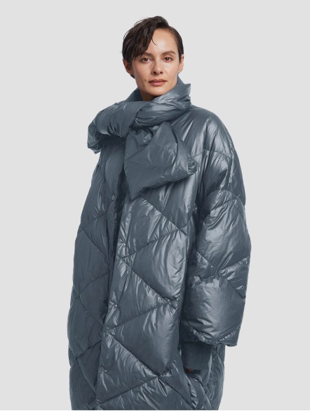 Quilted Puffer Jacket With Scarf Quilted Puffer Jacket With Scarf