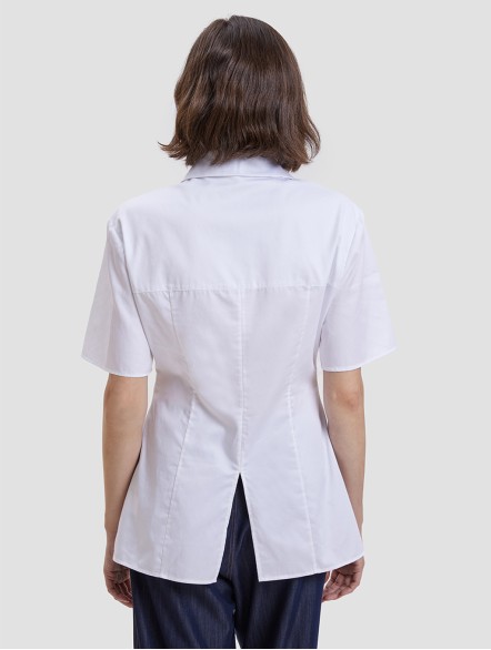 Short Sleeves Gathered-waist Shirt Short Sleeves Gathered-waist Shirt