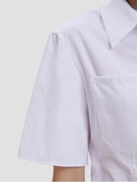 Short Sleeves Gathered-waist Shirt Short Sleeves Gathered-waist Shirt