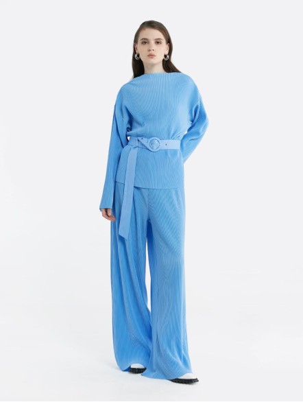 Pleated Longsleeve Top & Pants Set Pleated Longsleeve Top & Pants Set