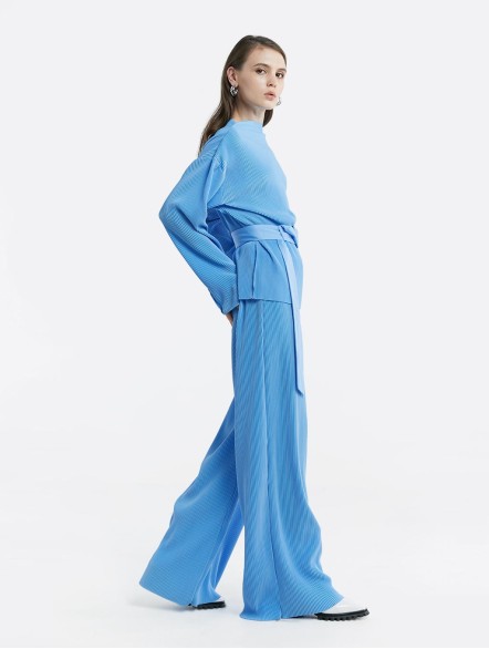 Pleated Longsleeve Top & Pants Set Pleated Longsleeve Top & Pants Set