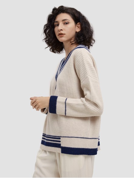 Line Stitching Yak Wool Sweater Line Stitching Yak Wool Sweater