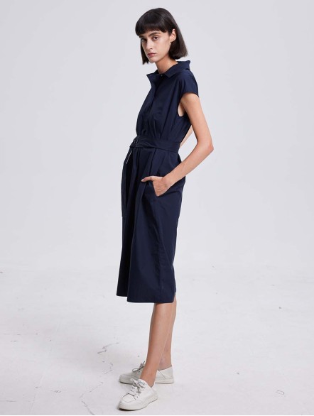 Buttoned-Waist-Belt Shirt Dress Buttoned-Waist-Belt Shirt Dress