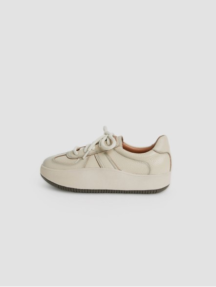 Leather Round Toe Platform Sneakers Leather Round Toe Platform Sneakers