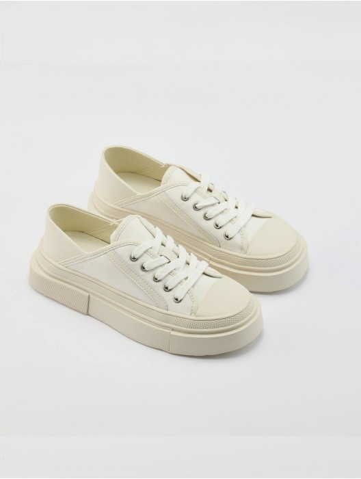 Lace-up thick sole canvas shoes