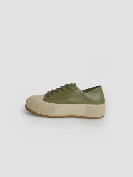 Leather Platform Lace-up Low-top Sneakers Leather Platform Lace-up Low-top Sneakers