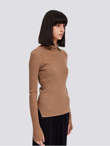 Ribbed Mockneck Knitted Cashmere Sweater Ribbed Mockneck Knitted Cashmere Sweater