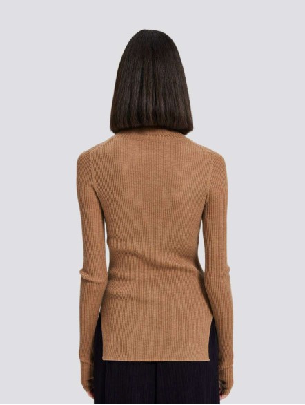 Ribbed Mockneck Knitted Cashmere Sweater Ribbed Mockneck Knitted Cashmere Sweater
