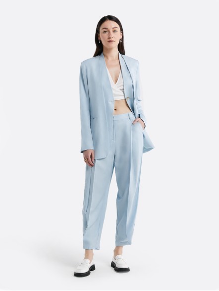 Linen-Blend V-Neck Layered Blazer Linen-Blend V-Neck Layered Blazer