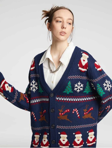 V-neck Christmas Cardigan V-neck Christmas Cardigan