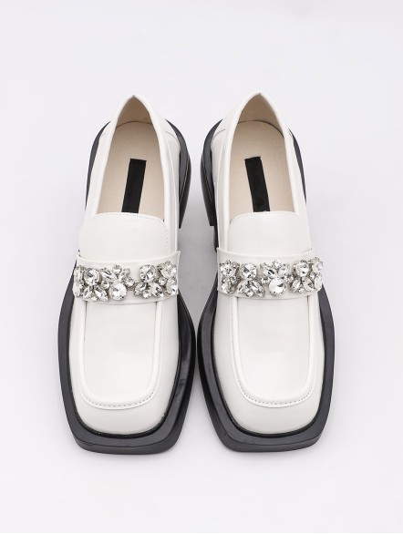 Black rhinestone small leather shoes Black rhinestone small leather shoes