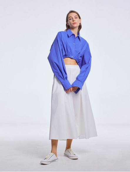 Cropped Drawstring Cotton Shirt Cropped Drawstring Cotton Shirt