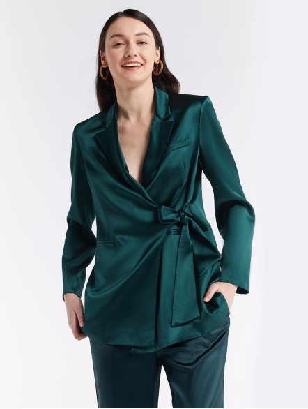 Tie-Waist Blazer & Front Slit Trousers Set Tie-Waist Blazer & Front Slit Trousers Set