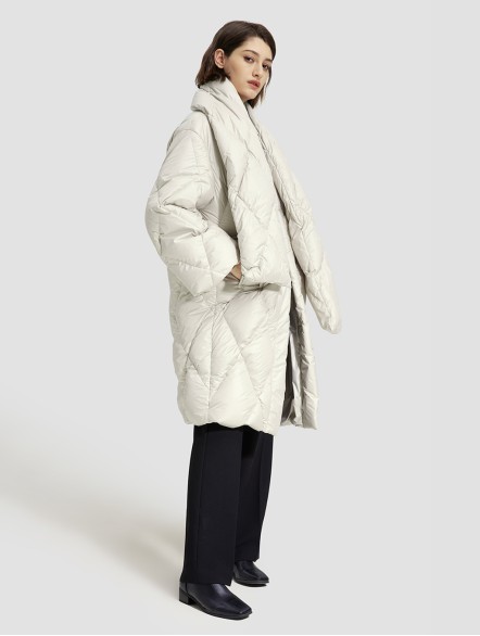 Knee-length Scarf Cocoon Coat Knee-length Scarf Cocoon Coat