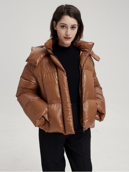 High Collar Cropped Hooded Puffer Jacket High Collar Cropped Hooded Puffer Jacket
