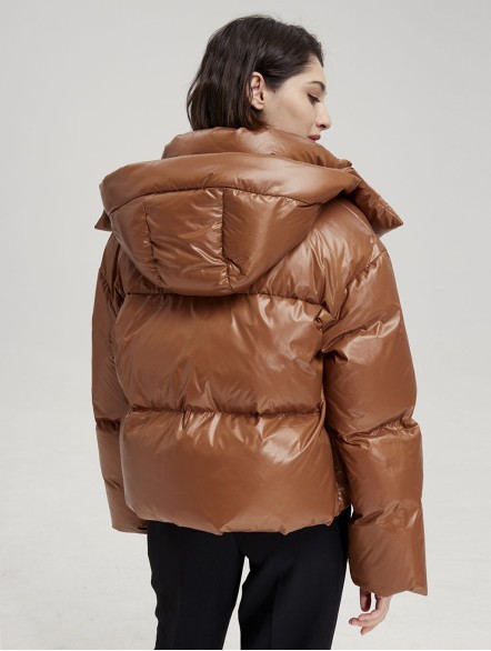 High Collar Cropped Hooded Puffer Jacket High Collar Cropped Hooded Puffer Jacket