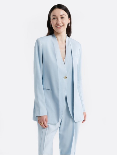 Linen-Blend V-Neck Layered Blazer Linen-Blend V-Neck Layered Blazer