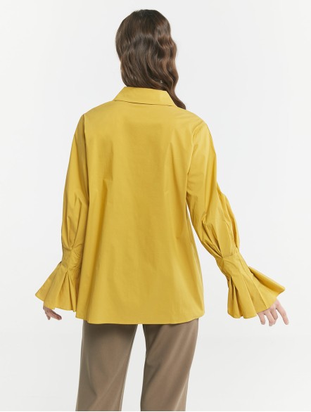 Flounce-Sleeve Cotton Shirt Flounce-Sleeve Cotton Shirt