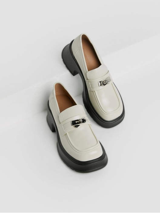 Platform Buckle Block Heel Loafers