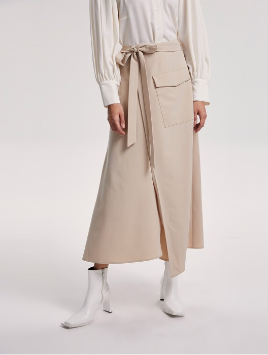 Belted Midi Skirt