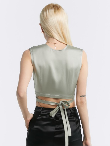 Sleeveless Wrap Crop Top Sleeveless Wrap Crop Top