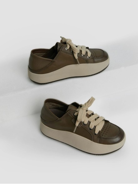 Leather Platform Breathable Sneakers Leather Platform Breathable Sneakers